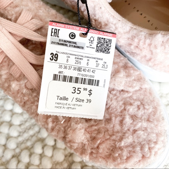 NWT! // Zara // Blush Pink Teddy Sneakers - Picture 5 of 7